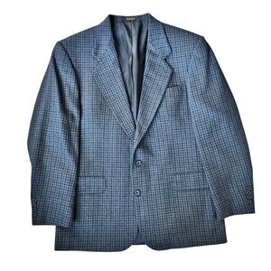 Oscar de la Renta Men’s Tailored Blazer 42R – Blue Micro Houndstooth Wool Preppy